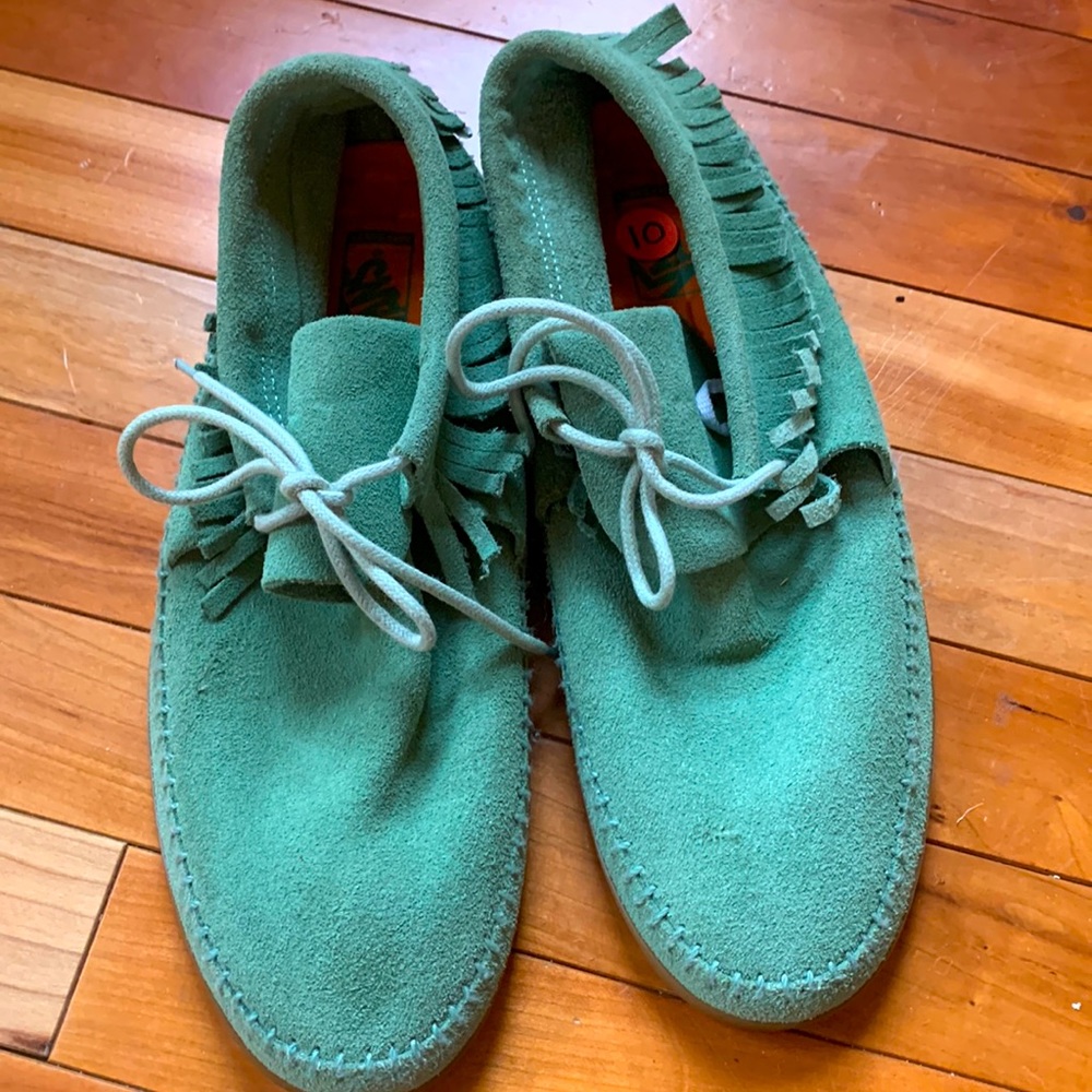 Sage green Vans moccasins 10